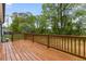 Expansive wooden deck with railing overlooks the large backyard at 508 N Charles St, Mebane, NC 27302