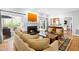 Cozy living room with fireplace, hardwood floors, and access to the outdoor patio at 706 Kensington Dr, Chapel Hill, NC 27514