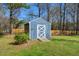 Outdoor shed with a double-door entrance and 'Private Property' sign, providing storage space at 711 Melanie St, Durham, NC 27704