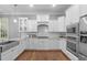Well-equipped kitchen with white cabinets, granite countertops, and stainless steel appliances at 1104 Hobson Ct, Raleigh, NC 27607
