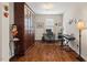 Home office with hardwood flooring, ample storage, and a dedicated workspace with natural light at 1108 Cadence Ln, Durham, NC 27703