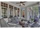Cozy sunroom featuring a comfortable sectional, stylish decor, and scenic outdoor views through expansive windows at 116 Palermo Ct, Apex, NC 27539