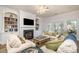 Inviting living room with a fireplace, built in bookcases, comfortable seating, and lots of natural light at 119 Faison Rd, Chapel Hill, NC 27517