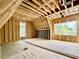 Bright attic under construction featuring exposed wood framing and two windows offering natural light at 1218 Kingwood Dr, Raleigh, NC 27609