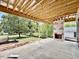 Unfinished patio featuring a future fireplace and view of the yard at 1218 Kingwood Dr, Raleigh, NC 27609