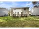 Large, green backyard with a wood deck that is perfect for enjoying outdoor living at 1431 Cherrycrest Dr, Durham, NC 27704