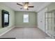Spare bedroom has plenty of open space, a ceiling fan, a storage rack, and a large closet at 190 Alcock Ln, Youngsville, NC 27596