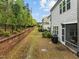 Backyard view featuring a well-maintained lawn, privacy fence, and mature trees at 1915 Kings Knot Ct, Apex, NC 27502