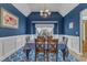 Formal dining room features decorative rug, large window, and lovely blue wall color at 250 Highview Dr, Youngsville, NC 27596