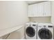 Well-equipped laundry room with LG washer and dryer and white cabinets at 4008 Sykes St, Cary, NC 27519