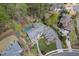 Expansive aerial shot revealing a well-manicured property, detailed landscaping, and luxurious outdoor pool area at 417 Westbury Dr, Chapel Hill, NC 27516
