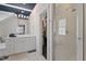 This is a bright bathroom with walk in shower and lots of counter space and storage at 417 Westbury Dr, Chapel Hill, NC 27516