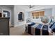 Stylish bedroom with a hanging swing chair, window seat, and eye-catching light fixture at 417 Westbury Dr, Chapel Hill, NC 27516