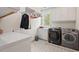 A modern laundry room with a front-load washer/dryer, cabinets, and plenty of counter space at 417 Westbury Dr, Chapel Hill, NC 27516
