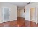 Open living room with hardwood floors and ample space for entertaining and relaxation at 452 Panorama Park Pl, Cary, NC 27519