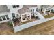 Aerial view of backyard featuring a covered patio, landscaping, and privacy fence at 53 Whitley Ridge Dr, Clayton, NC 27527