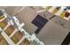 Rooftop aerial view showcasing solar panels, modern townhome architecture, and well-maintained landscaping at 5432 Crescent Square St, Raleigh, NC 27616