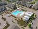 Overhead shot of neighborhood pool and playground, surrounded by tidy homes and streets at 6309 Truxton Ln, Raleigh, NC 27616