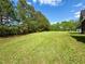 Expansive backyard featuring a large grassy area and mature trees at 6521 Camellia Creek Dr, Raleigh, NC 27603