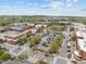 Scenic aerial view of a commercial district surrounded by residential neighborhoods and lush greenery at 700 Market St # 214, Chapel Hill, NC 27516