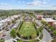 Expansive aerial view of a town square surrounded by well-maintained streets and lush landscapes at 700 Market St # 214, Chapel Hill, NC 27516
