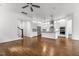 Spacious kitchen with hardwood floors that transitions to the living room at 711 Virginia Ave, Raleigh, NC 27604