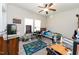 This bedroom has neutral walls, and a ceiling fan, offering a versatile space at 8079 Stone Heritage Rd, Middlesex, NC 27557