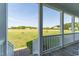 Picturesque view of the open green yard and homes beyond from the covered front porch at 8079 Stone Heritage Rd, Middlesex, NC 27557