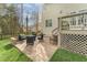 Outdoor patio area with comfortable seating and manicured lawn at 8300 Clarks Branch Dr, Raleigh, NC 27613
