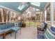 Screened-in sunroom with skylights and comfortable seating for entertaining or enjoying the outdoors at 8300 Clarks Branch Dr, Raleigh, NC 27613