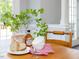 Close-up of table features breakfast foods and decor at 1008 Brittley Way, Apex, NC 27502