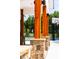 Outdoor basketball court with wooden posts and stone columns framing the view, great for recreation at 1140 Sun Springs Rd, Wake Forest, NC 27587