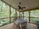 Inviting screened porch with outdoor dining area and peaceful views of surrounding greenery at 1604 Meadow Ln, Chapel Hill, NC 27516