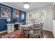 The office features a white desk, unique chairs, large windows and comic book decor on blue walls at 200 Windy Knoll Cir, Chapel Hill, NC 27516