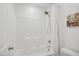 Clean and modern white shower stall featuring a shower head and ample bathing space at 2308 Swansea Ln, Apex, NC 27502