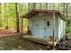 A utility shed with a stacked woodpile on the property at 3217 Brennan Dr, Raleigh, NC 27613