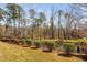 Landscaped backyard features a wrought iron fence surrounding a tranquil pond and mature trees at 437 Creekhurst Pl, Cary, NC 27519