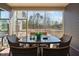 Inviting screened porch with a glass-topped table perfect for outdoor dining and entertaining at 437 Creekhurst Pl, Cary, NC 27519
