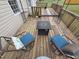 Aerial view of this back deck, showcasing the inviting seating area and wood-burning fire pit at 46 Grain Ln, Henderson, NC 27537