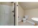 This well-lit bathroom features a standing shower and a tile floor at 528 Clifton Blue St, Wake Forest, NC 27587