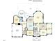 Detailed first-floor blueprint showcasing the layout with kitchen, living, and bedroom dimensions at 5768 Cavanaugh Dr, Raleigh, NC 27614