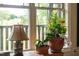 Sunlit window nook decorated with plants and a lamp at 93 Clifton Pond Rd, Louisburg, NC 27549