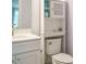 Cozy bathroom features a white vanity, toilet, and shelving unit, maximizing space with stylish storage solutions at 110 Streamside Dr, Sanford, NC 27330