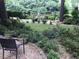 Lush backyard featuring manicured garden, seating and lovely water views at 111 Fox View Pl, Cary, NC 27511