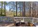 Relaxing deck space featuring comfortable seating and view of the backyard at 111 Fox View Pl, Cary, NC 27511