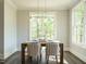 Cozy dining room featuring a rustic table, stylish chairs, and a modern light fixture near a window at 113 Tower Ridge Ln, Sanford, NC 27330