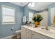 Bathroom featuring double sinks and shower-tub combo at 114 Carriage Hill Dr, Stem, NC 27581