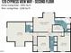 Second-floor plan showcasing the primary bedroom suite, additional bedrooms, bathrooms, and a convenient laundry room at 120 Cypress View Way, Apex, NC 27502