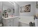 Bathroom featuring garden tub and vanity at 123 Ariel St, Lillington, NC 27546