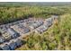 Aerial view showcasing the layout of single Gathering homes in the neighborhood surrounded by green trees at 149 Logbridge Rd, Chapel Hill, NC 27516